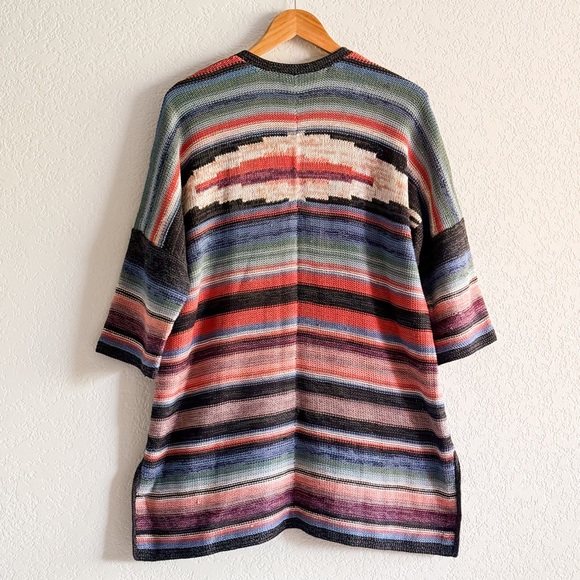 Peruvian Connection Pima Cotton Southwestern Striped Kimono Cardigan XS/S Boho - Picture 3 of 7